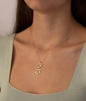 925 Sterling Silver Moon And Star Necklace