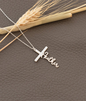 925 Sterling Silver Personalized Name Cross Necklace