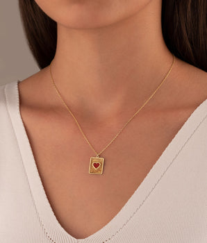 925 Sterling Silver Red Heart Necklace