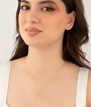 Ring Holder Necklace Gold Wishbone