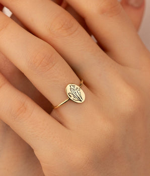 925 Sterling Silver Personalized Birth Flower Ring