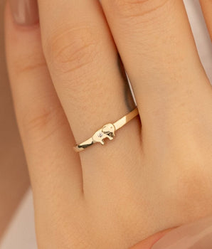 925 Sterling Silver Tiny Baby Elephant Ring