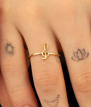 925 Sterling Silver Tiny Treble Clef Ring