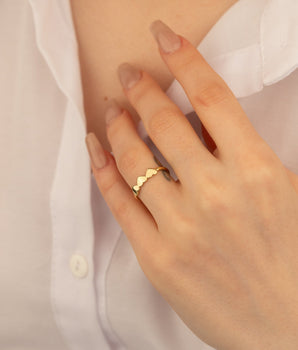 925 Sterling Silver Dainty Triple Hearts Ring