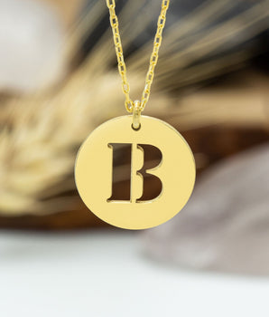 925 Sterling Silver Handmade Initial Disk Necklace