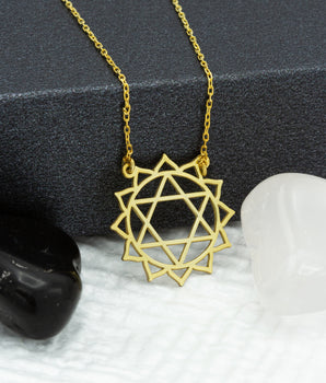 14K Solid Gold Heart Chakra Necklace