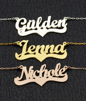 925 Sterling Silver Personalized Name Necklace with Heart