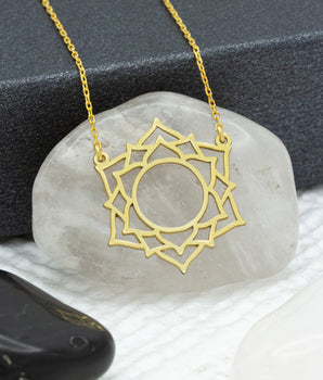14K Solid Gold Crown Chakra Necklace