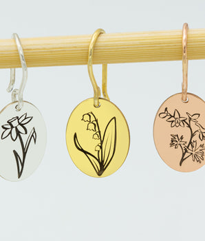 925 Sterling Silver Dainty Dangle Birth Flower Earrings