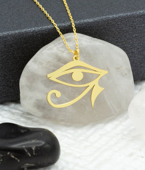 14K Solid Gold Dainty Eye of Ra Necklace