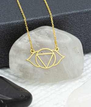 14K Solid Gold Third Eye Chakra Necklace