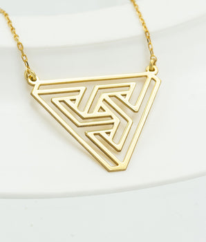 925 Sterling Silver Penrose Triangle Necklace - Impossible Tribar Necklace