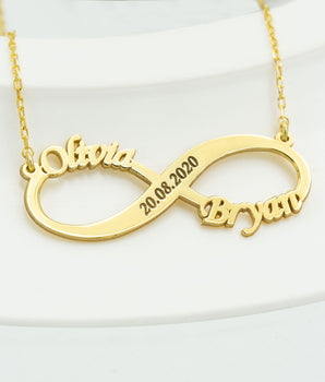 925 Sterling Silver Infinity Two Name Necklace