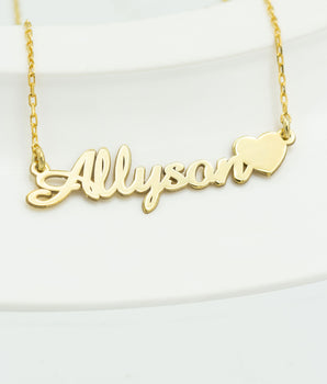925 Sterling Silver Name Necklace with Heart