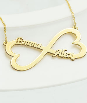 925 Sterling Silver Heart Shaped Infinity Name Necklace