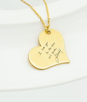 925 Sterling Silver Heart Necklace with Your Own Handwriting
