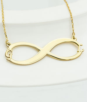 925 Sterling Silver Initials Infinity Necklace