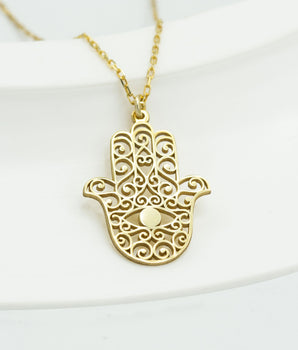 925 Sterling Silver Hand of Hamsa Necklace