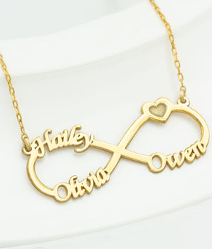 925 Sterling Silver Infinity Necklace With Names
