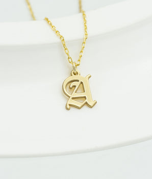 925 Sterling Silver Old English Initial Necklace