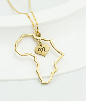 925 Sterling Silver Personalized Africa Letter Necklace