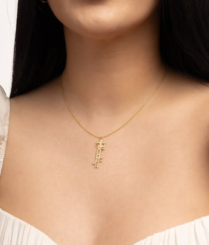 925 Sterling Silver Personalized Old English Name Cross Necklace