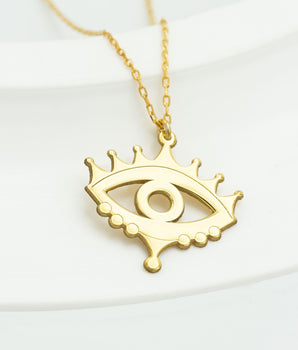 925 Sterling Silver Gold Evil Eye Necklace