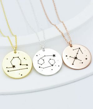 925 Sterling Silver Star Signet Dainty Disc Necklace