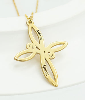 925 Sterling Silver Personalized Infinity Cross Necklace