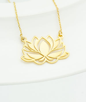 925 Sterling Silver Gold Lotus Flower Necklace