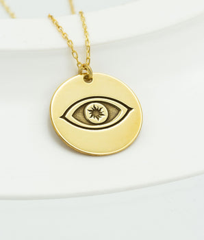 925 Sterling Silver Eye Of Horus Disc Necklace