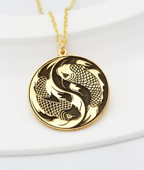 14K Solid Gold Koi Fish Necklace
