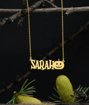 925 Sterling Silver Personalized Pumpkin Custom Name Necklace