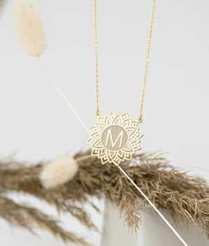 925 Sterling Silver Lotus Necklace With Letter