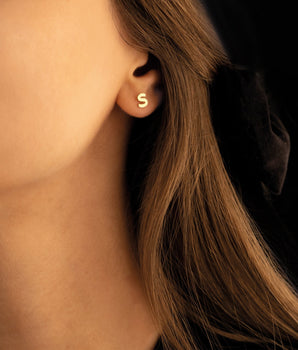 925 Sterling Silver Minimalist Initial Earrings
