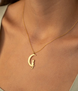 925 Sterling Silver Cat Moon Necklace