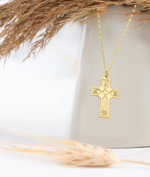 925 Sterling Silver Family Letters Cross Necklace