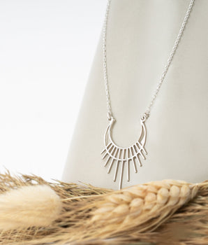 925 Sterling Silver Half Sun Necklace