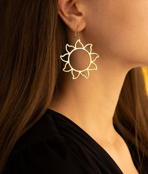 925 Sterling Silver Hoop Sun Earring