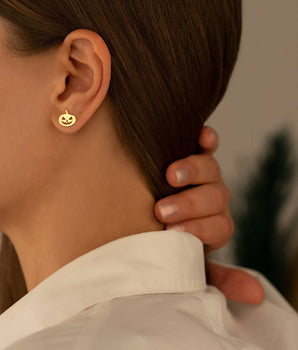 925 Sterling Silver Pumpkin Studs Earrings