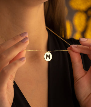925 Sterling Silver Personalized Initial Disc Necklace