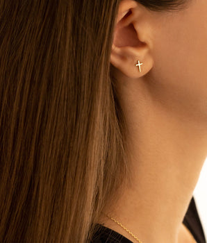 925 Sterling Silver Dainty Cross Stud Earring