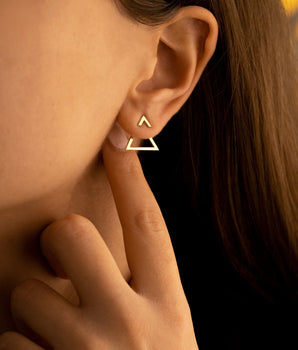 925 Sterling Silver Triangle Ear Jacket Earrings
