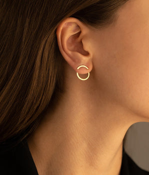 925 Sterling Silver Ear Jacket Round Earrings