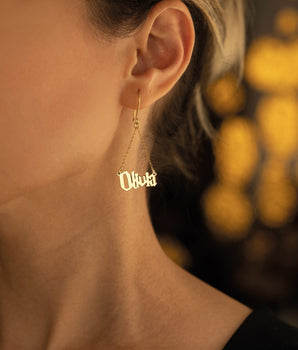 925 Sterling Silver Wizard Harry P. Font Name Dangle & Drop Earring