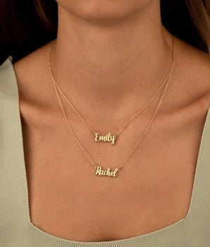 925 Sterling Silver Personalized Double Name Double Chain Necklace