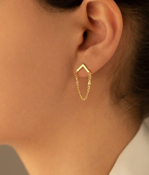 925 Sterling Silver Chain Ear Jacket Earring