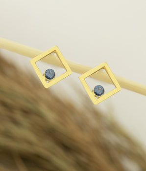 925 Sterling Silver Square Ear Jacket Earrings with Birthstone