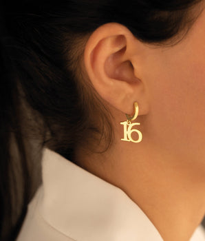 925 Sterling Silver Initial Hoop Earring