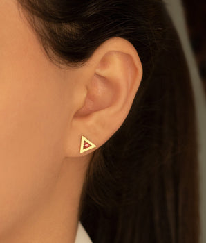925 Sterling Silver Triangle Ear Jacket Earrings with Birthstone